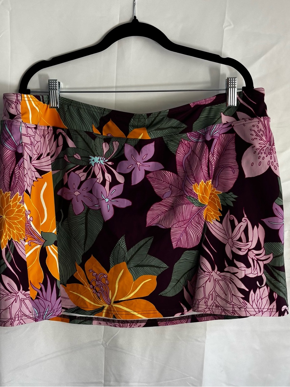 Floral Print swimming Skirt - Purple & Orange